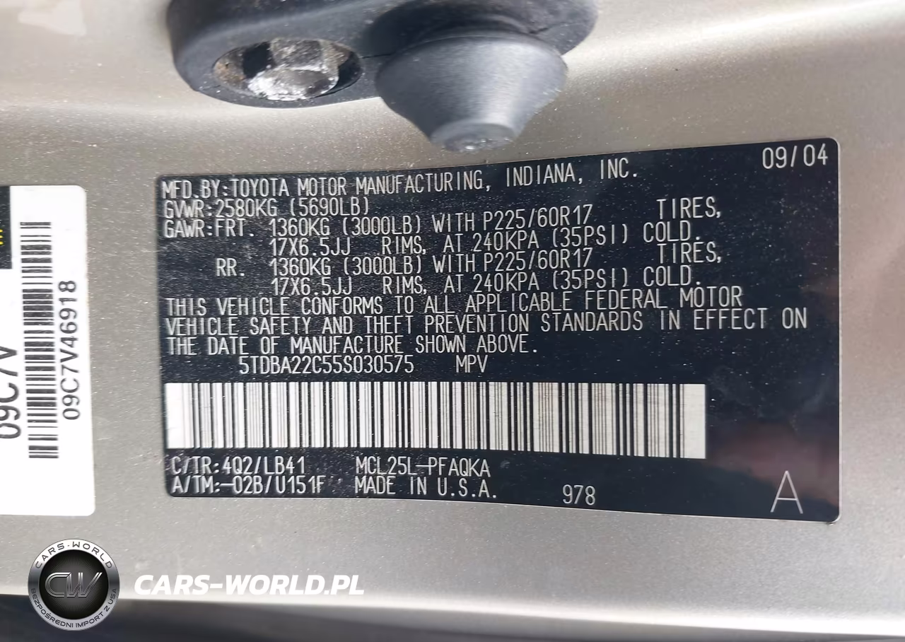 2005 Toyota Sienna Xle Limited VIN:5TDBA22C55S030575 - 9