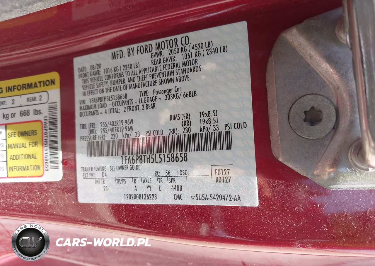 2020 Ford Mustang Ecoboost Fastback VIN:1FA6P8TH5L5158658 - 9