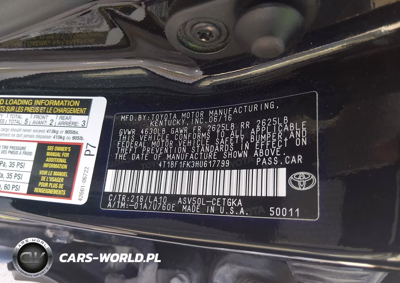 2017 Toyota Camry Xle VIN:4T1BF1FK3HU617799 - 9