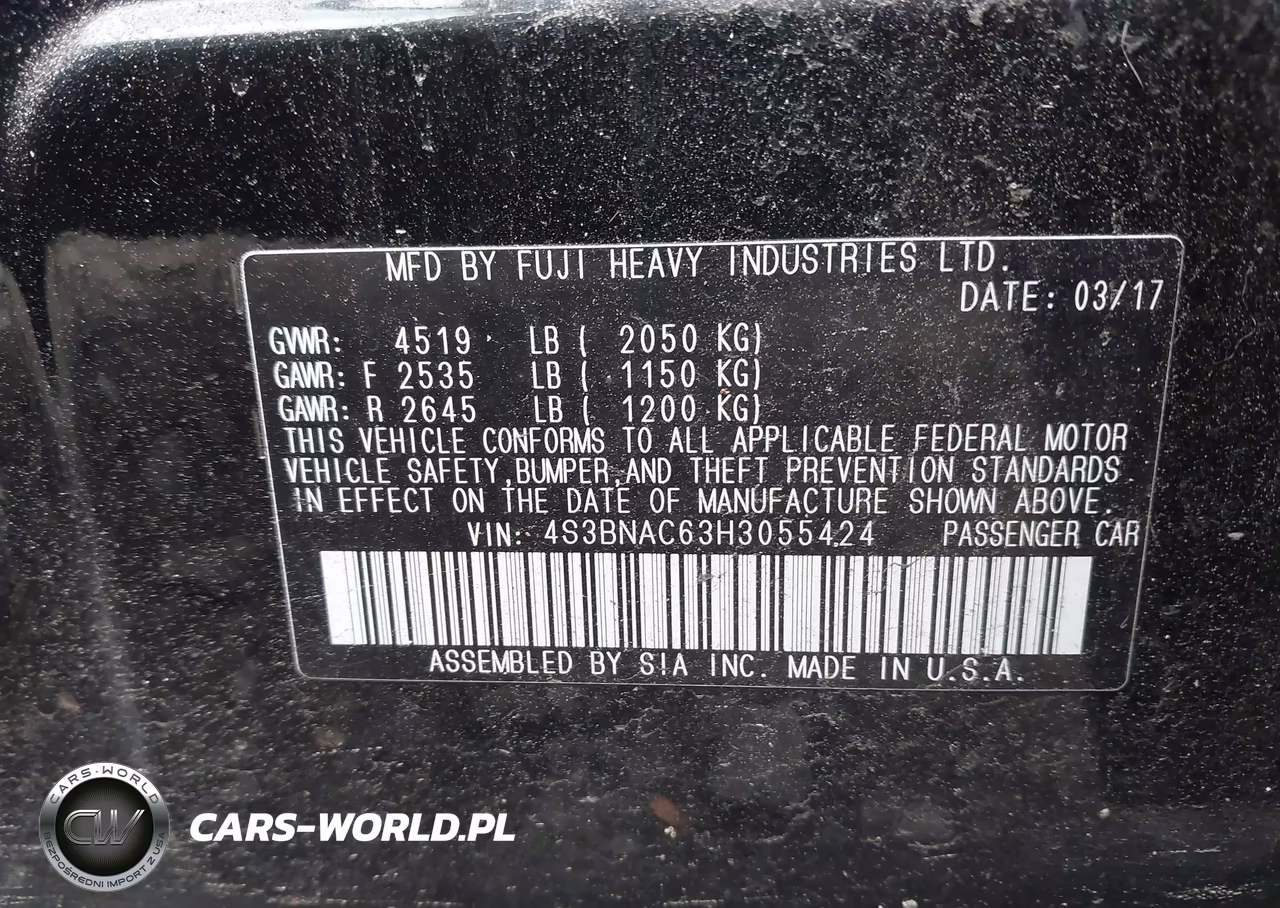 2017 Subaru Legacy 2.5I Premium VIN:4S3BNAC63H3055424 - 9