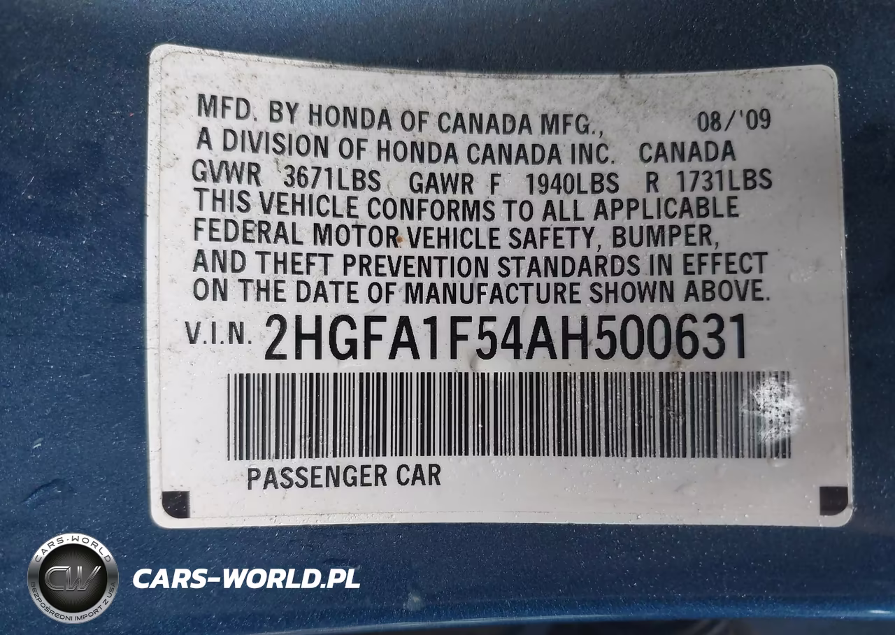 2010 Honda Civic Lx VIN:2HGFA1F54AH500631 - 9