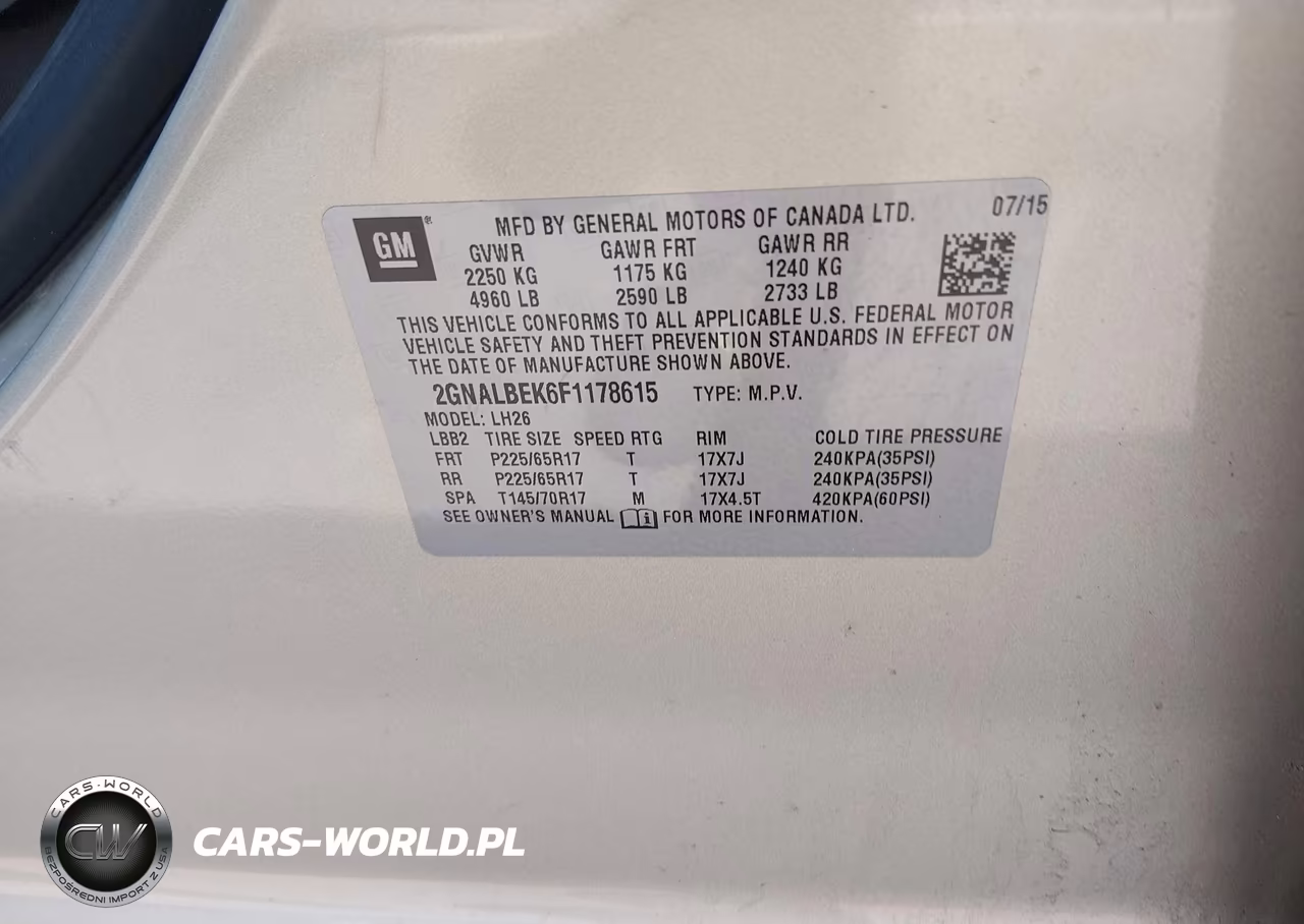 2015 Chevrolet Equinox Lt VIN:2GNALBEK6F1178615 - 9