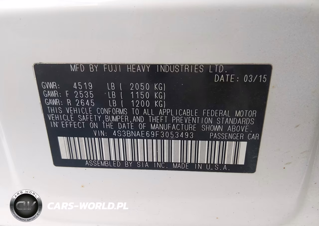 2015 Subaru Legacy 2.5I Premium VIN:4S3BNAE69F3053493 - 9
