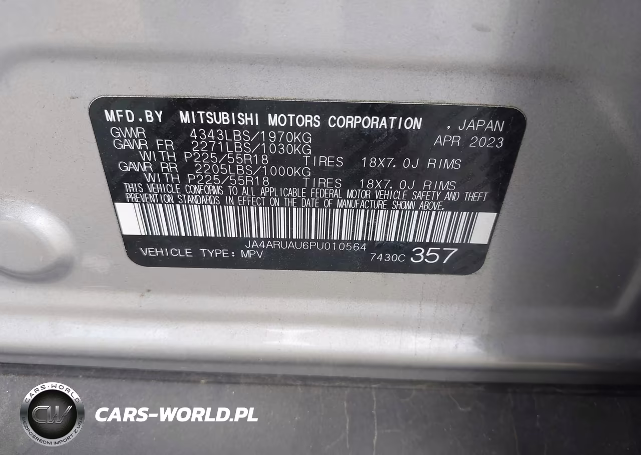 2023 Mitsubishi Outlander Sport 2.0 Es Awc-2.0 Le Awc-2.0 Ralliart Awc-2.0 S Awc-2.0 Se Awc VIN:JA4ARUAU6PU010564 - 9