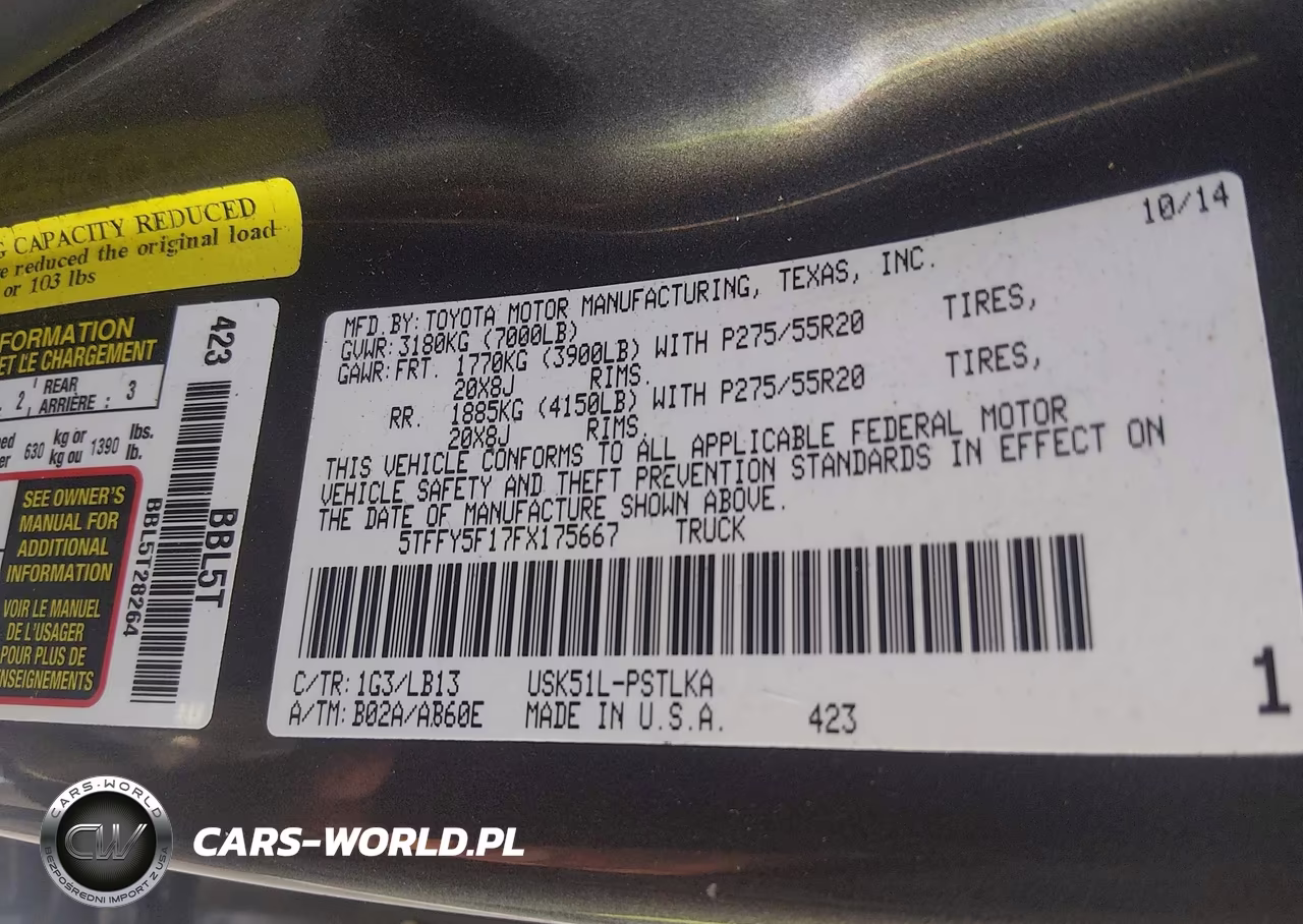 2015 Toyota Tundra Limited 5.7L V8 VIN:5TFFY5F17FX175667 - 9