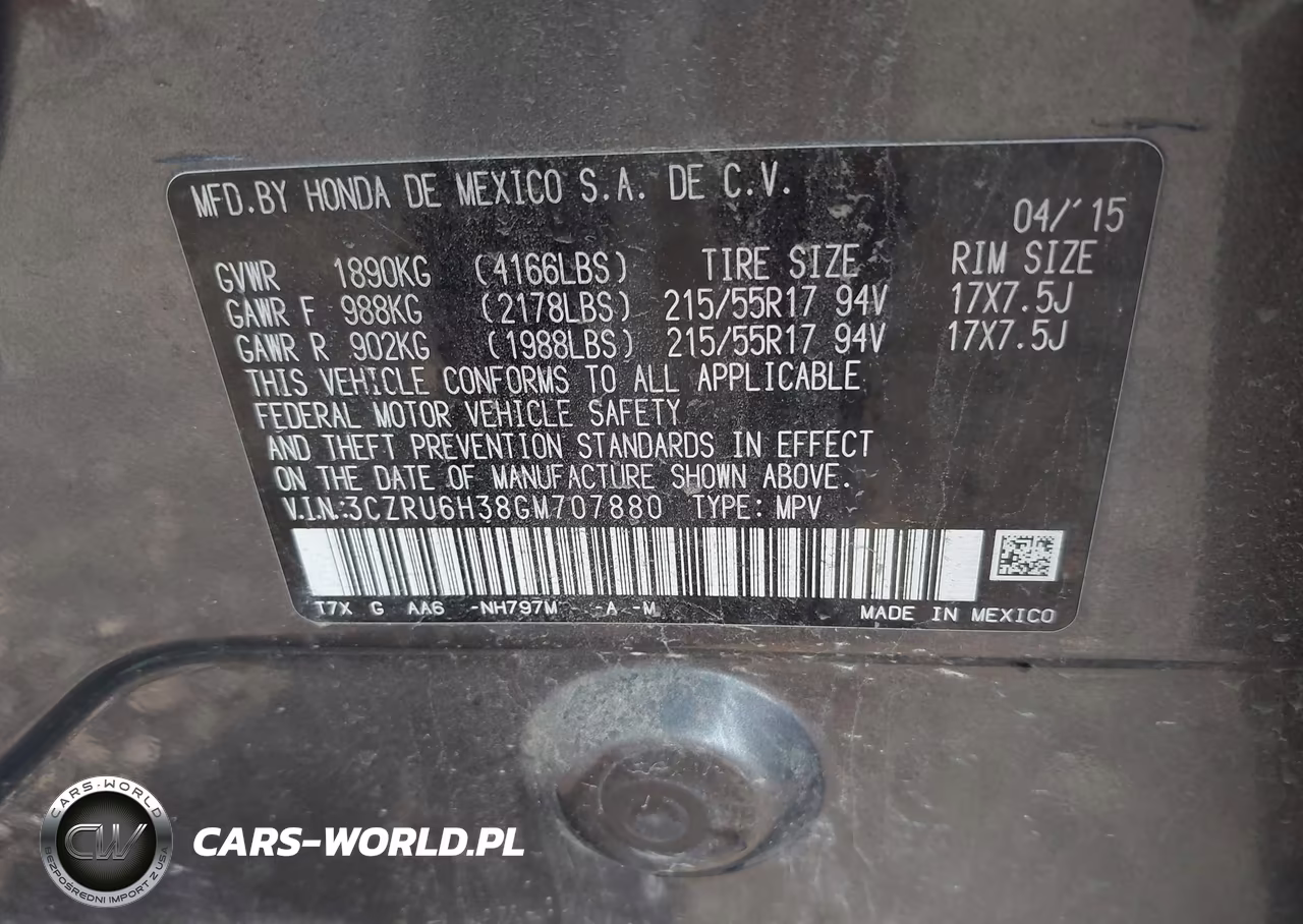 2016 Honda Hr-V Lx VIN:3CZRU6H38GM707880 - 9
