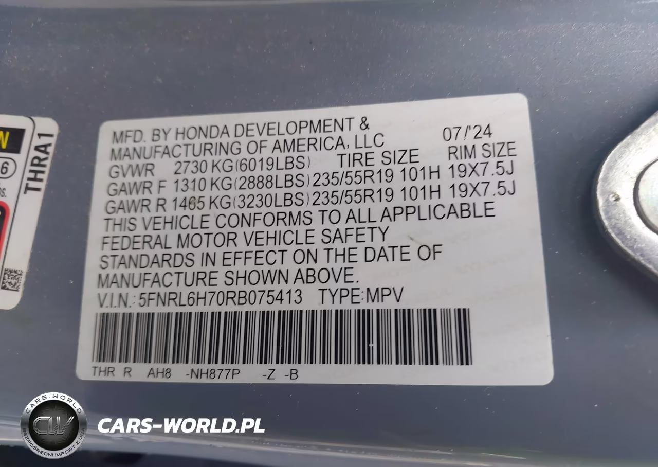2024 Honda Odyssey Sport VIN:5FNRL6H70RB075413 - 9