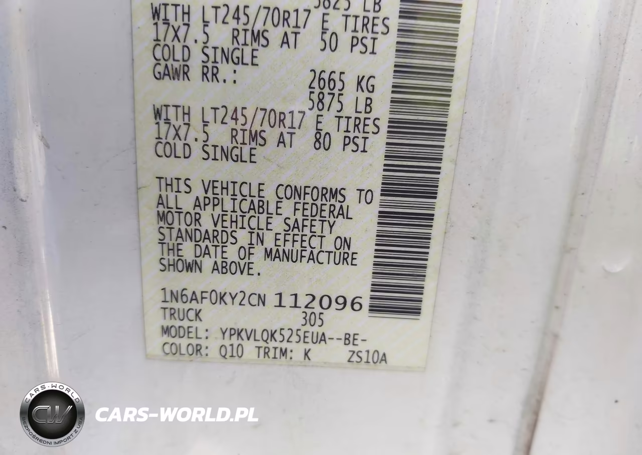2012 Nissan Nv 2500 Nv2500 Hd S V8 VIN:1N6AF0KY2CN112096 - 9