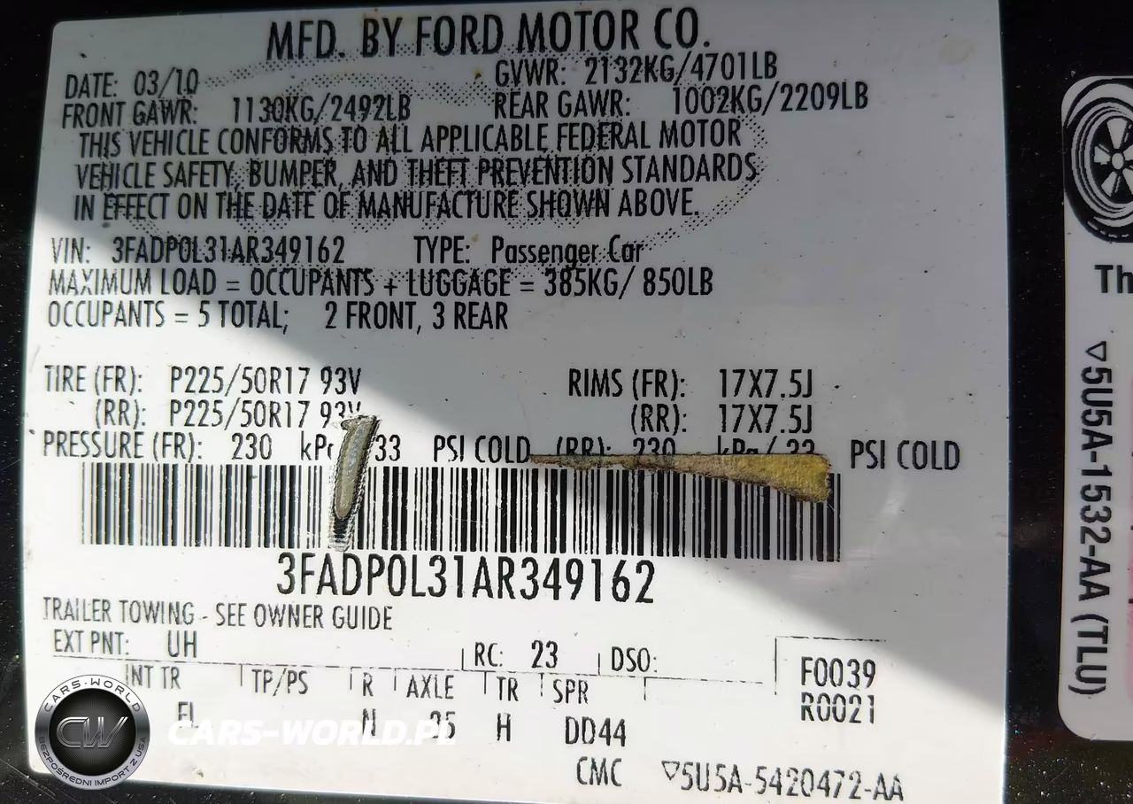 2010 Ford Fusion Hybrid VIN:3FADP0L31AR349162 - 9