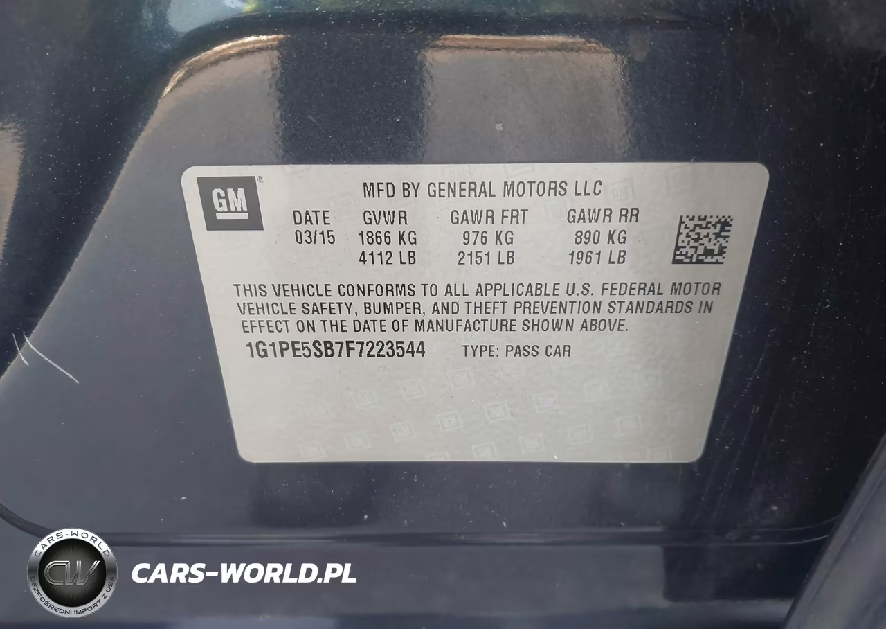 2015 Chevrolet Cruze 2Lt Auto VIN:1G1PE5SB7F7223544 - 9