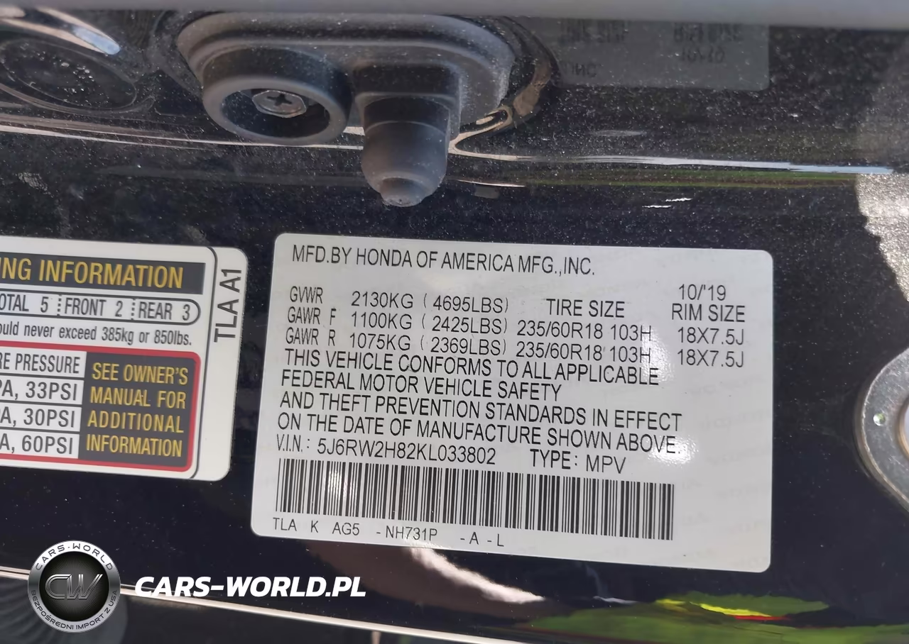 2019 Honda Cr-V Ex-L VIN:5J6RW2H82KL033802 - 9