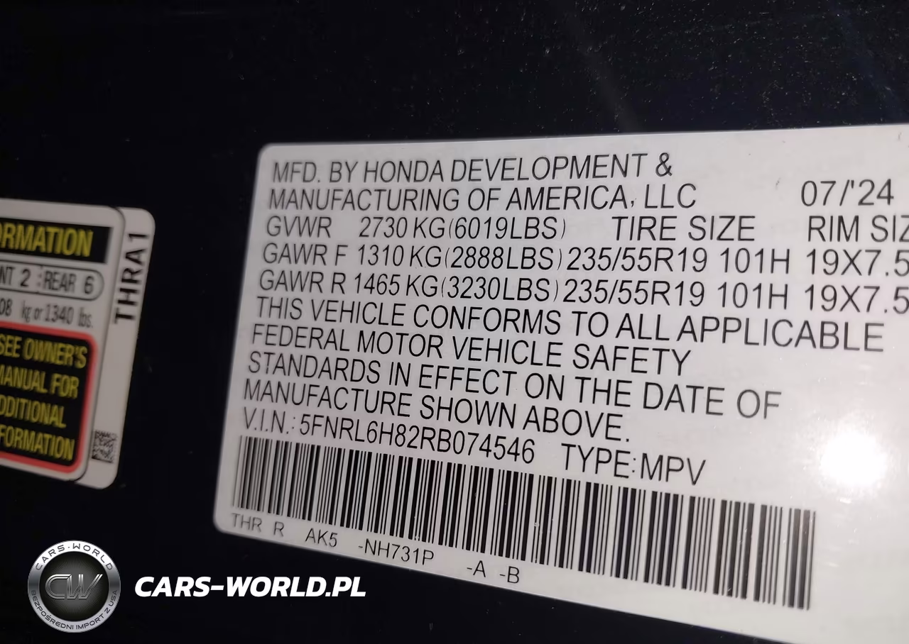 2024 Honda Odyssey Touring VIN:5FNRL6H82RB074546 - 9