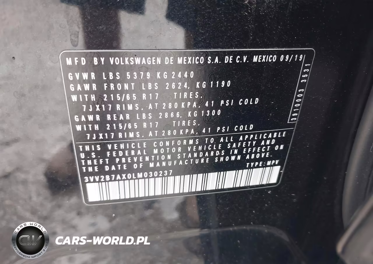 2020 Volkswagen Tiguan 2.0T Se-2.0T Se R-Line Black-2.0T Sel VIN:3VV2B7AX0LM030237 - 9