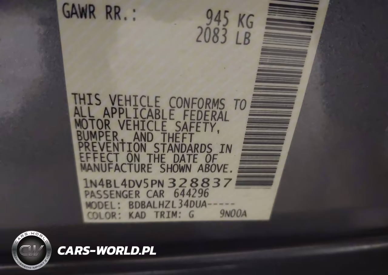 2023 Nissan Altima Sv Fwd VIN:1N4BL4DV5PN328837 - 9