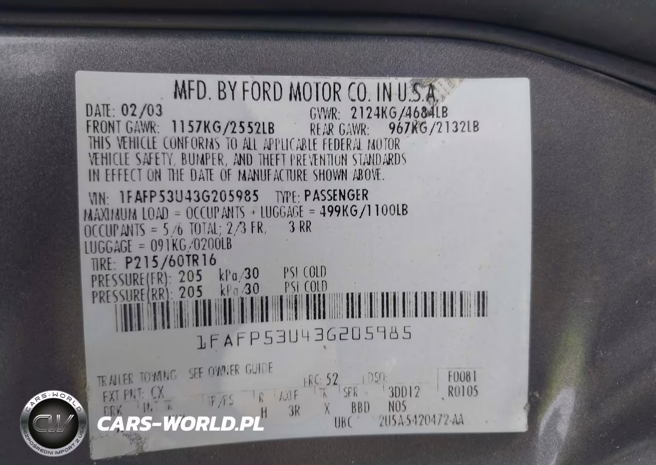 2003 Ford Taurus Se VIN:1FAFP53U43G205985 - 9