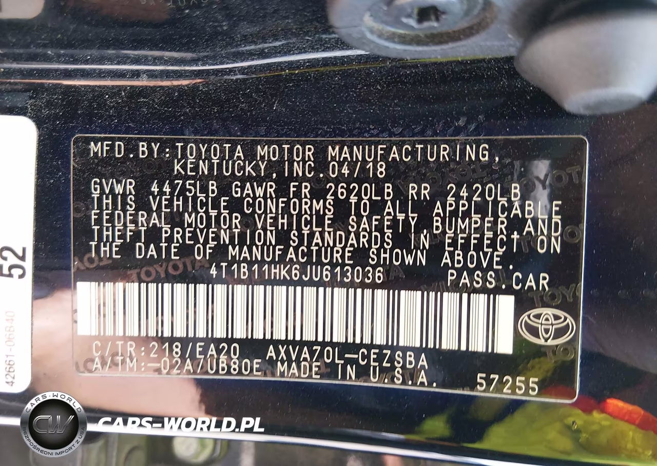 2018 Toyota Camry Se VIN:4T1B11HK6JU613036 - 9