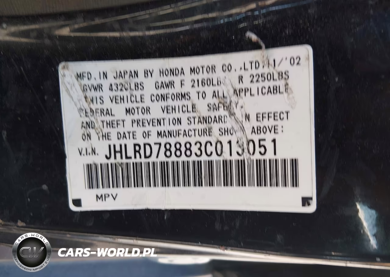 2003 Honda Cr-V Ex VIN:JHLRD78883C013051 - 9