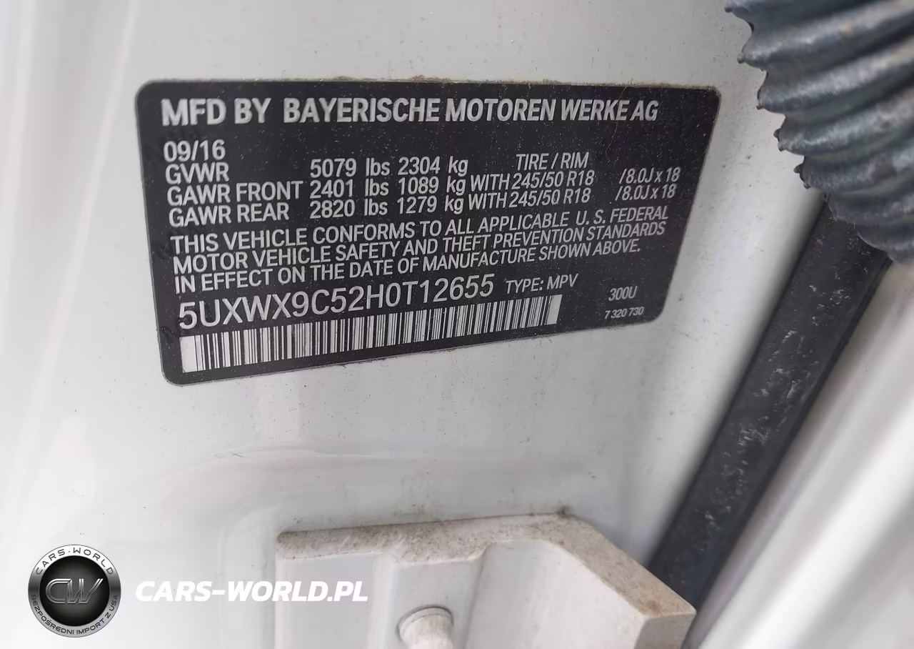 2017 BMW X3 xDrive28I VIN:5UXWX9C52H0T12655 - 9