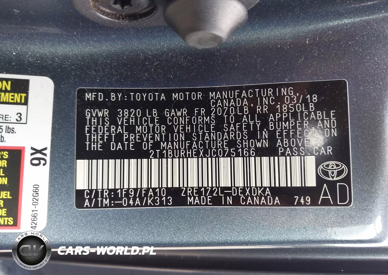 2018 Toyota Corolla L VIN:2T1BURHEXJC075166 - 9