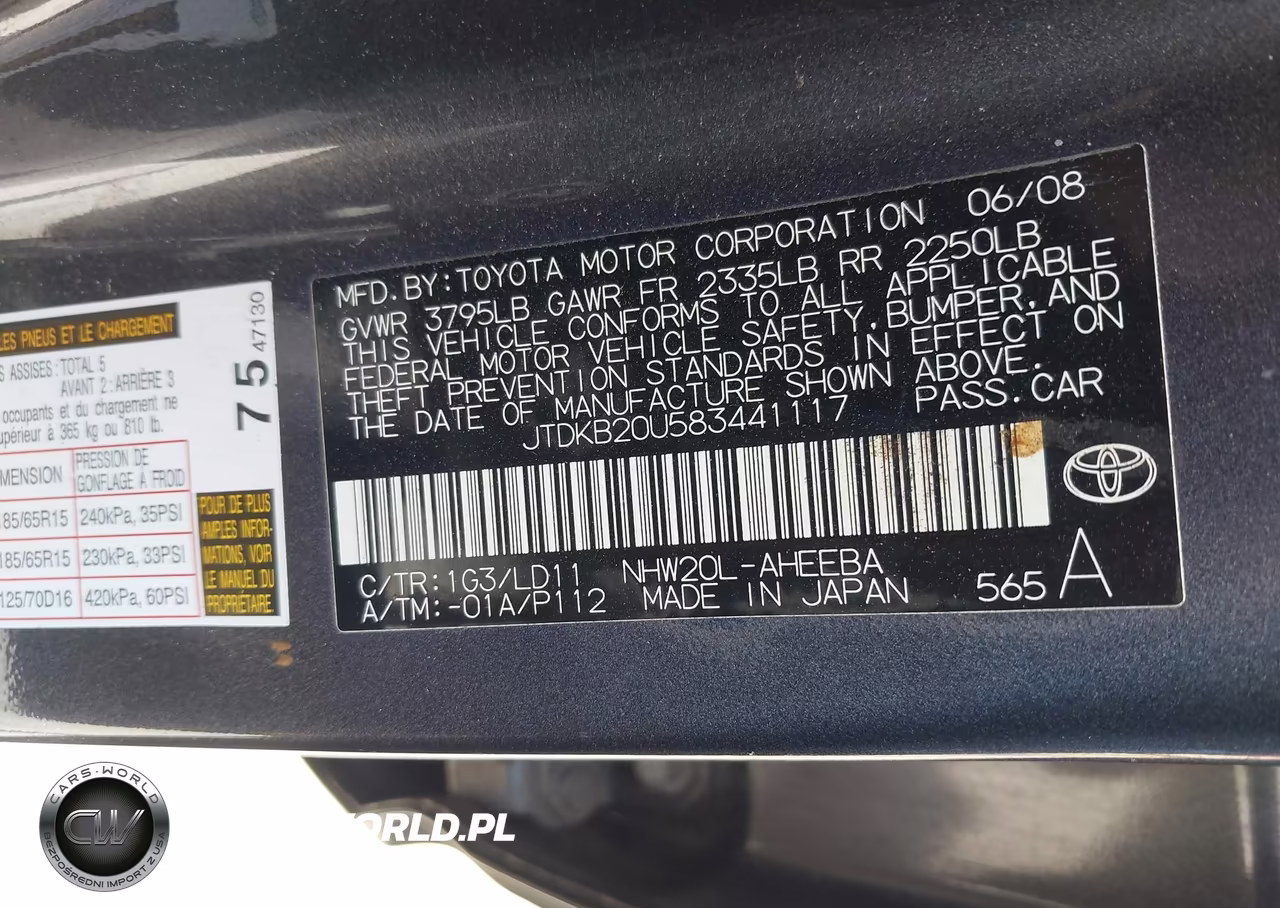 2008 Toyota Prius VIN:JTDKB20U583441117 - 9