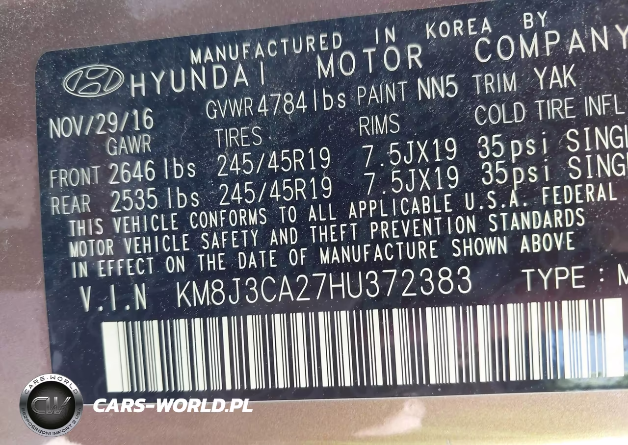 2017 Hyundai Tucson Limited VIN:KM8J3CA27HU372383 - 9