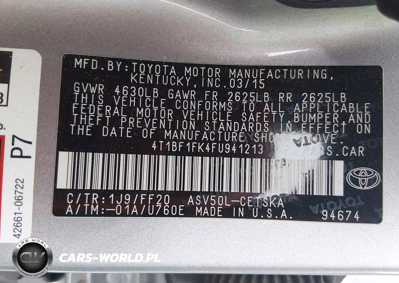 2015 Toyota Camry Se VIN:4T1BF1FK4FU941213 - 9