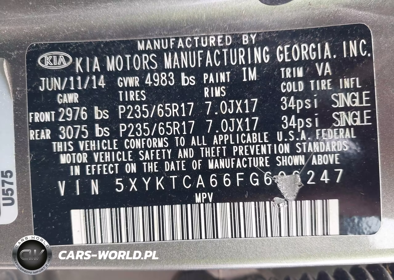 2015 Kia Sorento Lx VIN:5XYKTCA66FG606247 - 9