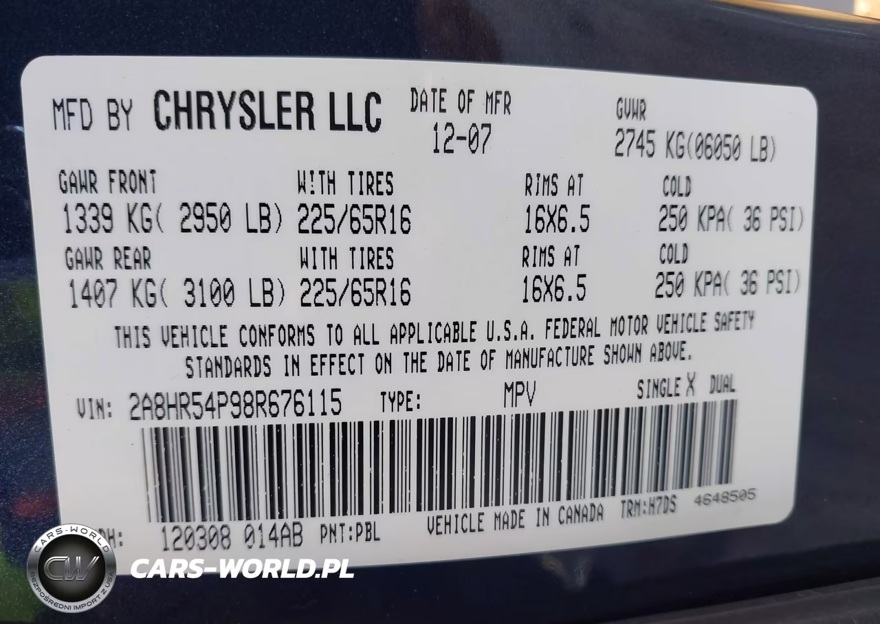 2008 Chrysler Town & Country Touring VIN:2A8HR54P98R676115 - 9