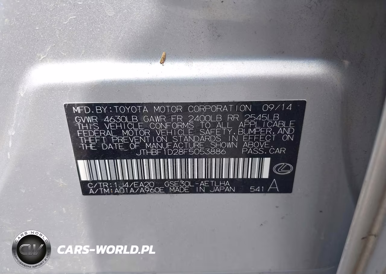 2015 Lexus Is 250 VIN:JTHBF1D28F5053886 - 9