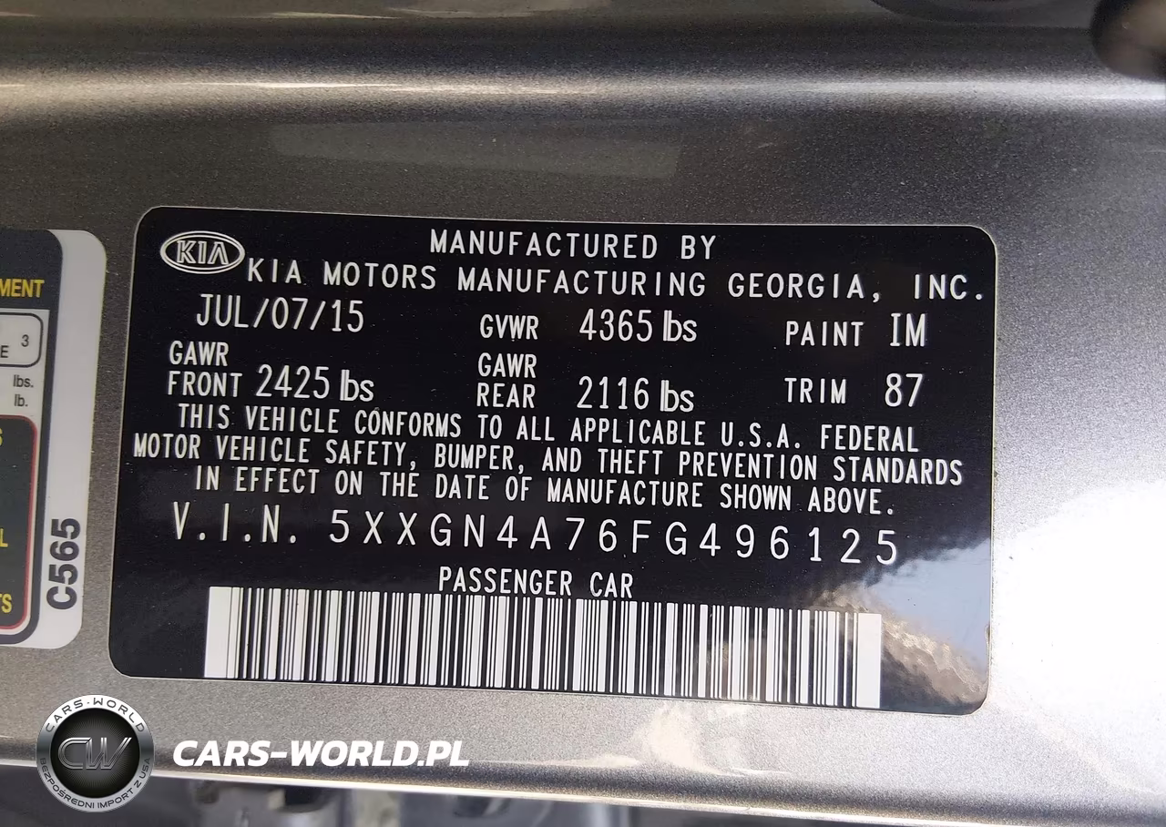 2015 Kia Optima Ex VIN:5XXGN4A76FG496125 - 9