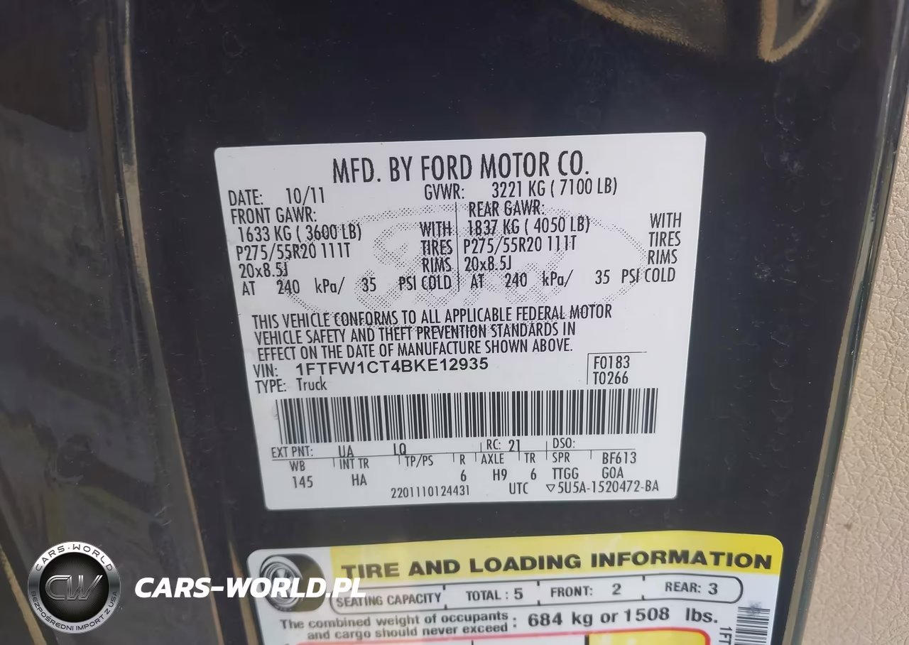 2011 Ford F-150 Lariat VIN:1FTFW1CT4BKE12935 - 9
