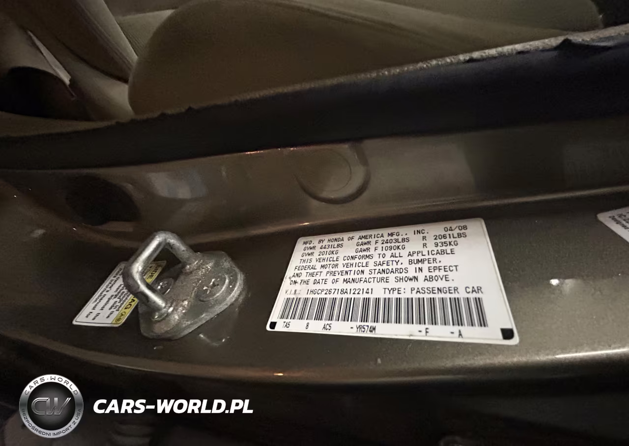 2008 Honda Accord 2.4 Ex VIN:1HGCP26718A122141 - 9