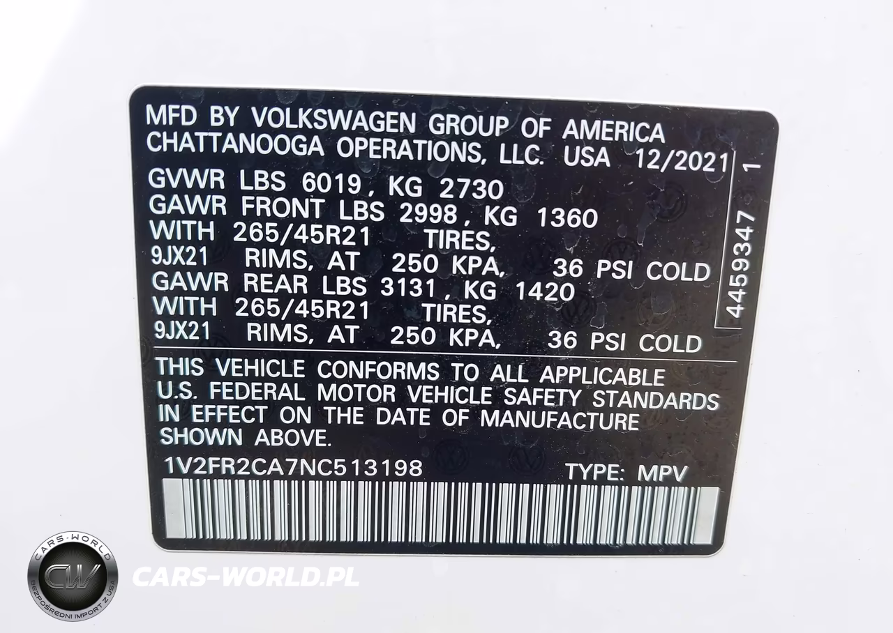 2022 Volkswagen Atlas 3.6L V6 Sel Premium R-Line VIN:1V2FR2CA7NC513198 - 9