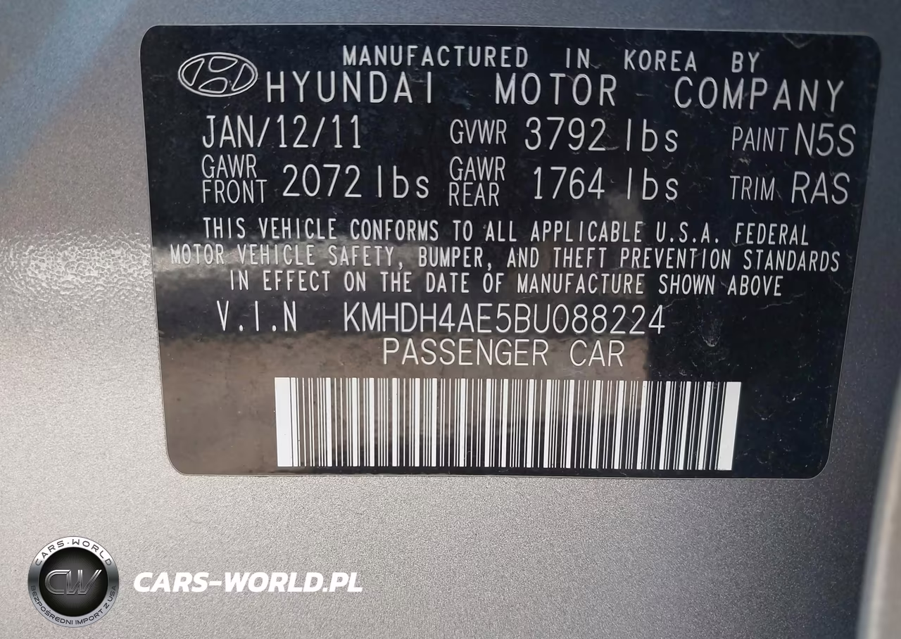2011 Hyundai Elantra Limited (Ulsan Plant) VIN:KMHDH4AE5BU088224 - 9