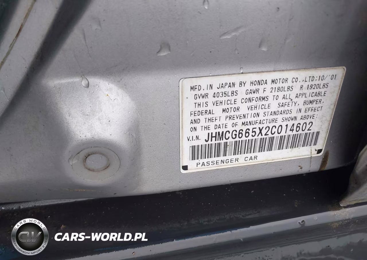 2002 Honda Accord 2.3 Lx VIN:JHMCG665X2C014602 - 8