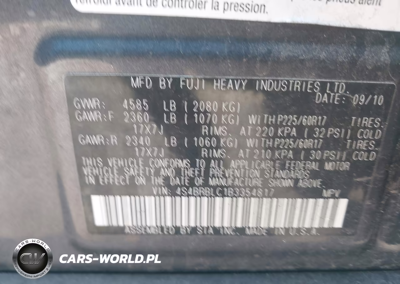 2011 Subaru Outback 2.5I Limited VIN:4S4BRBLC1B3354817 - 9