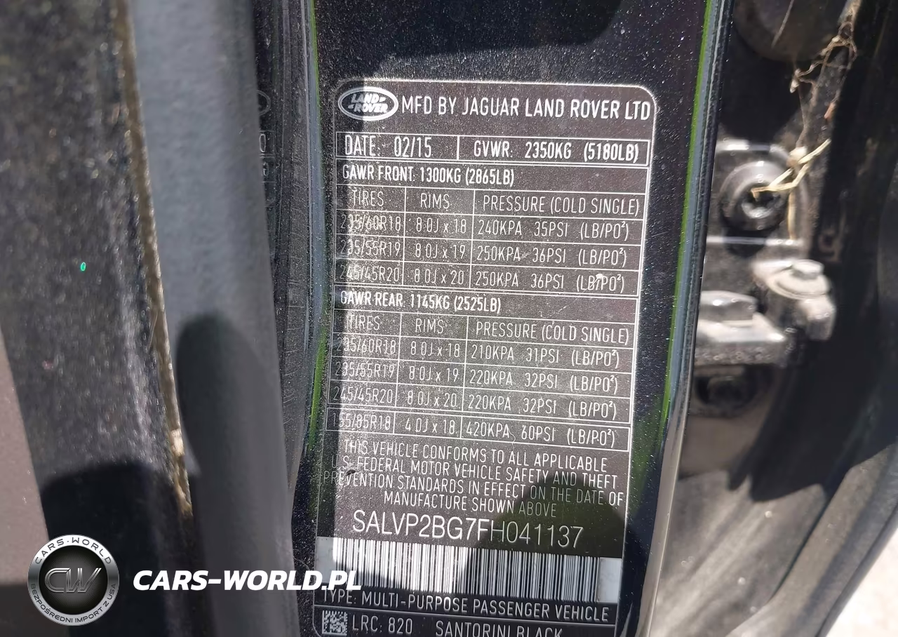 2015 Land Rover Range Rover Evoque Pure VIN:SALVP2BG7FH041137 - 9