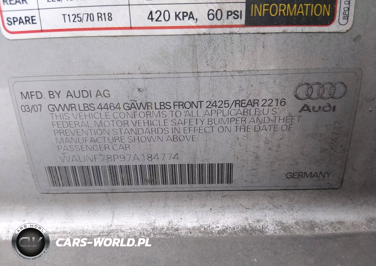 2007 Audi A3 2.0T VIN:WAUNF78P97A184774 - 9