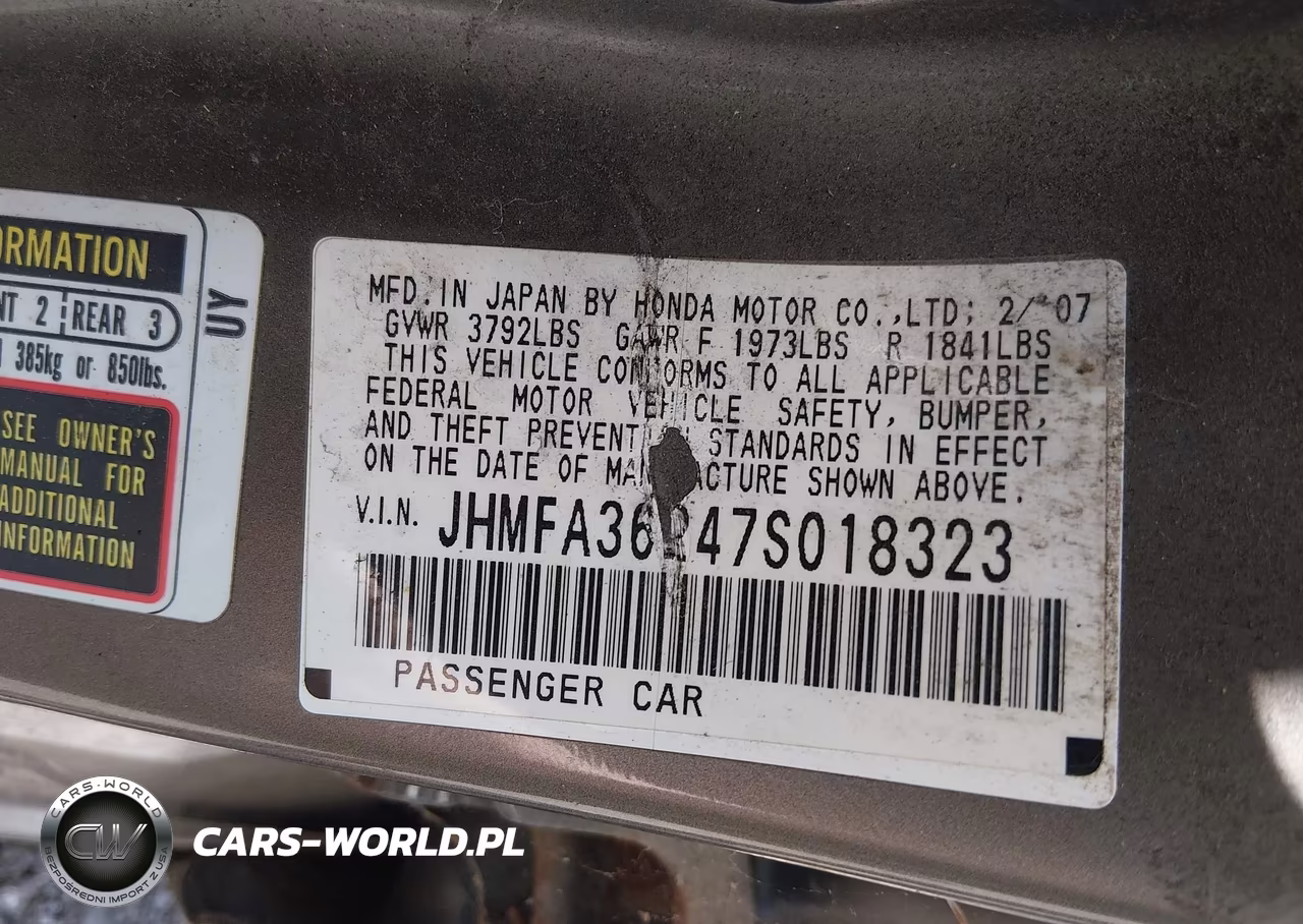 2007 Honda Civic Hybrid VIN:JHMFA36247S018323 - 9