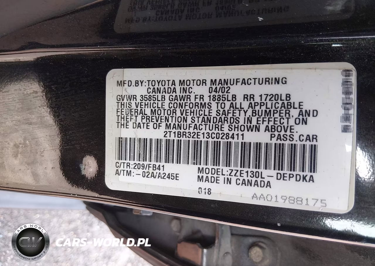 2003 Toyota Corolla Ce VIN:2T1BR32E13C028411 - 9