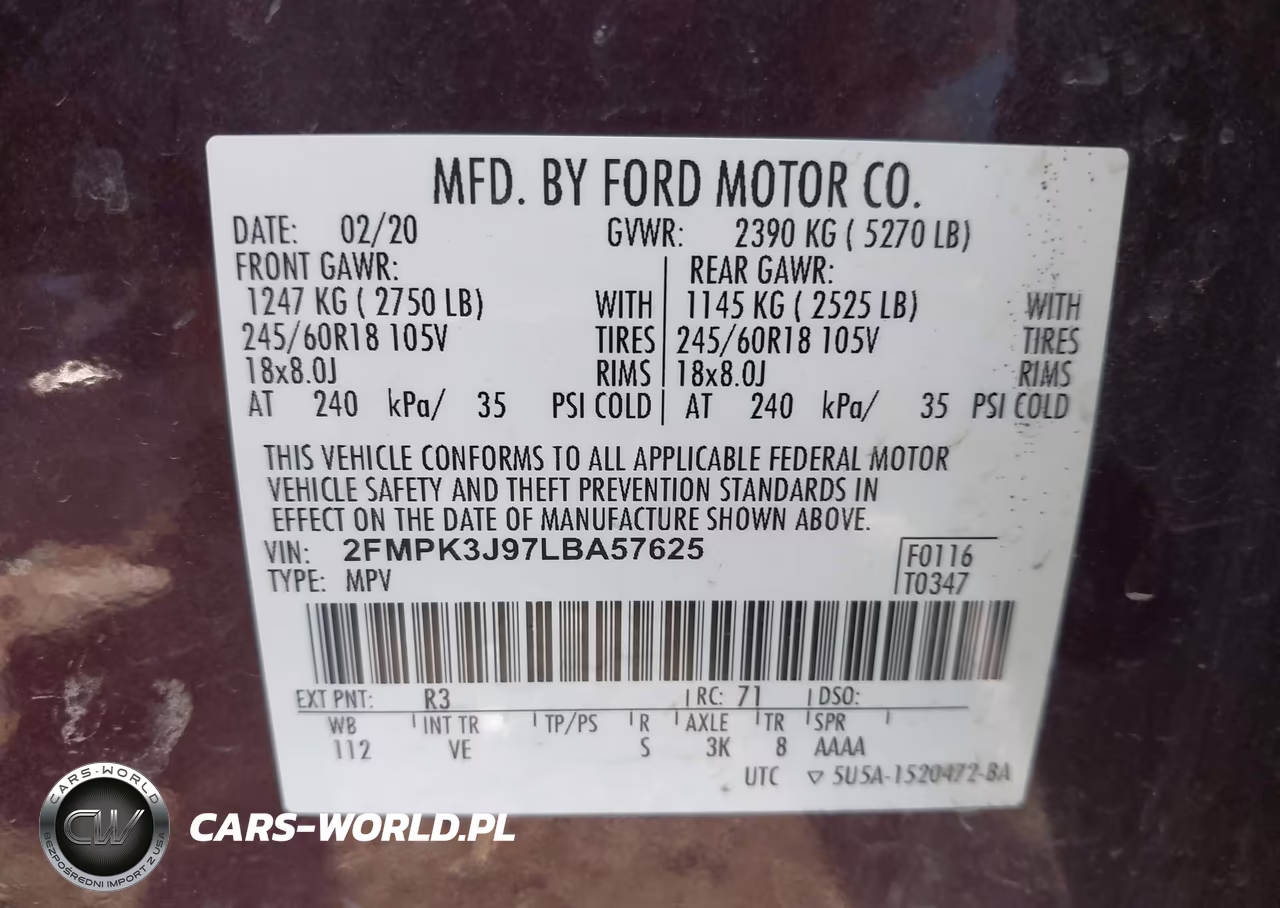 2020 Ford Edge Sel VIN:2FMPK3J97LBA57625 - 9