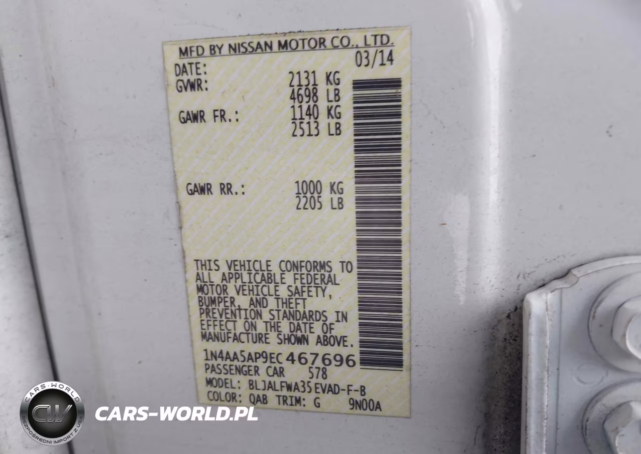 2014 Nissan Maxima 3.5 Sv VIN:1N4AA5AP9EC467696 - 9