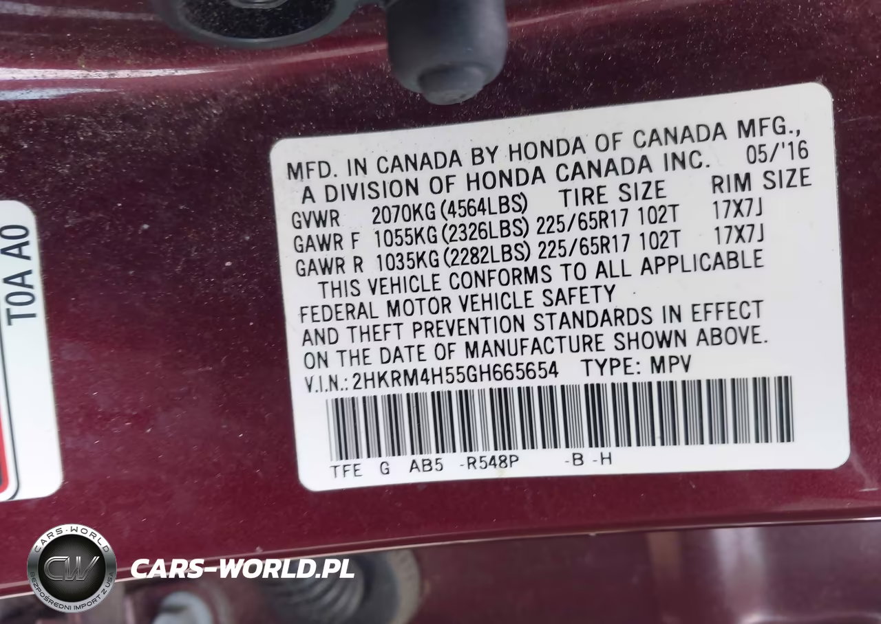 2016 Honda Cr-V Ex VIN:2HKRM4H55GH665654 - 9