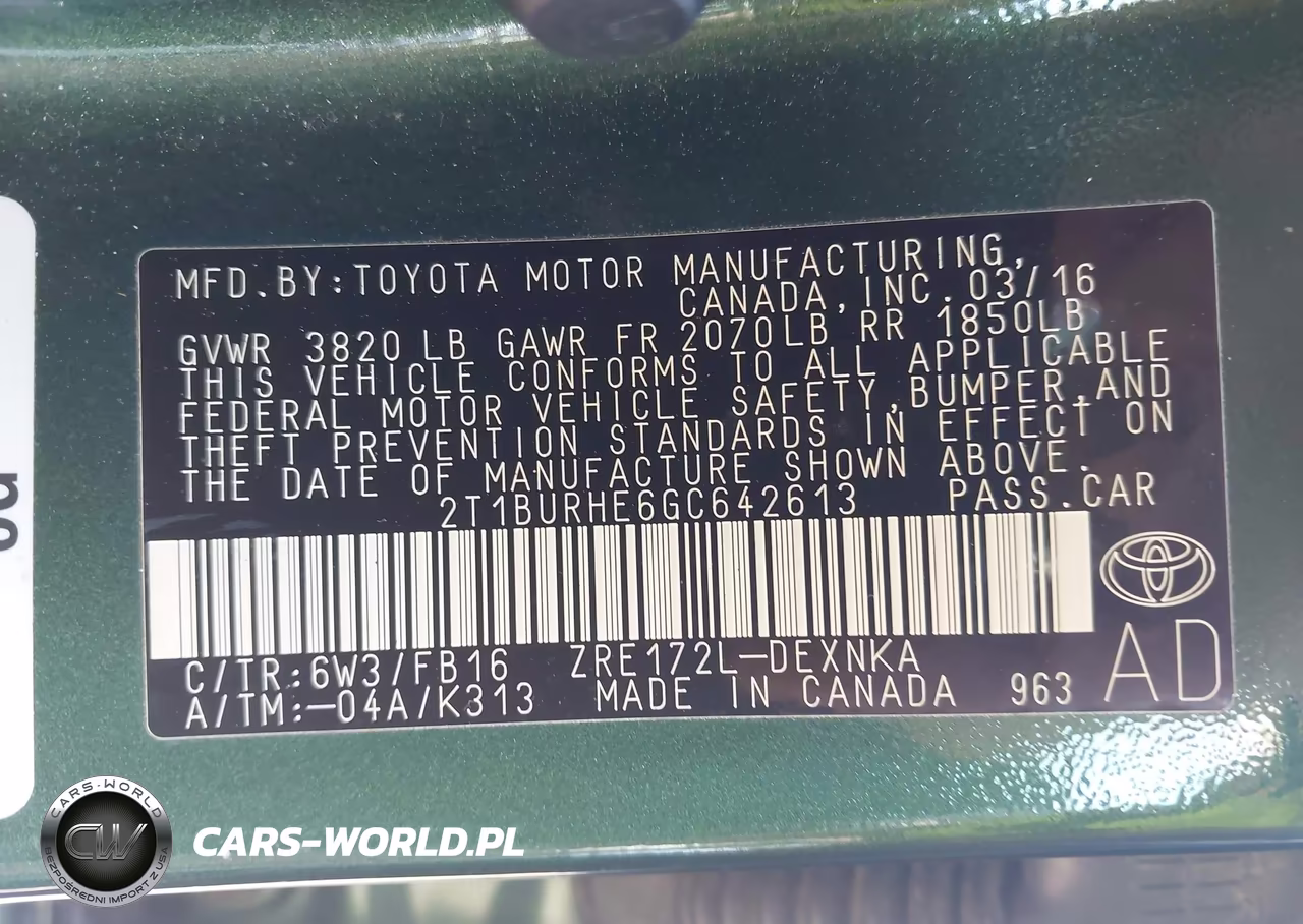2016 Toyota Corolla Le VIN:2T1BURHE6GC642613 - 9