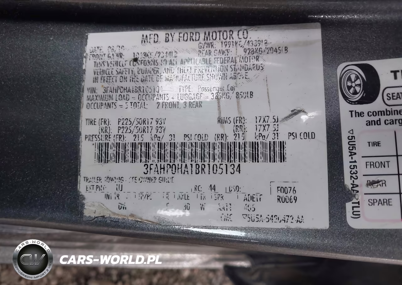 2011 Ford Fusion Se VIN:3FAHP0HA1BR105134 - 7