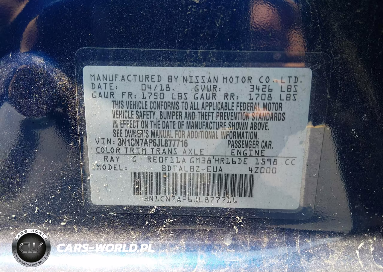 2018 Nissan Versa 1.6 Sv VIN:3N1CN7AP6JL877716 - 9