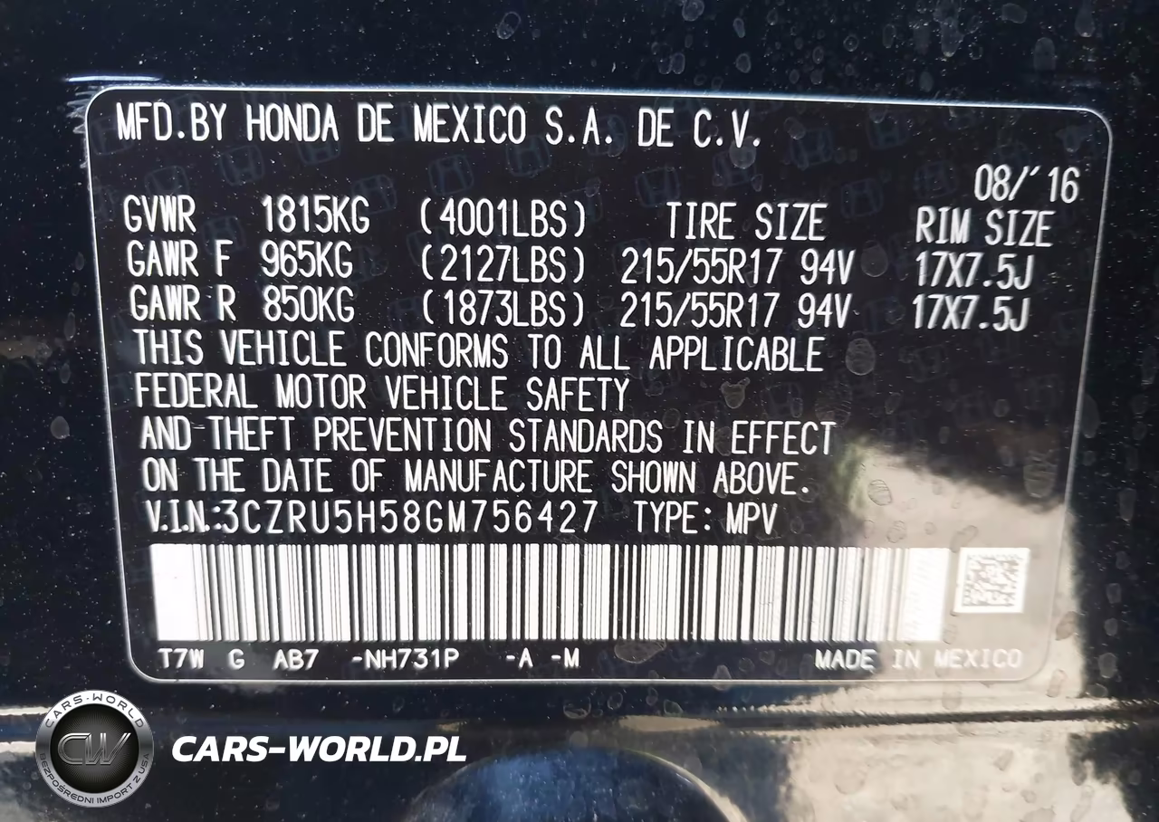 2016 Honda Hr-V Ex VIN:3CZRU5H58GM756427 - 9