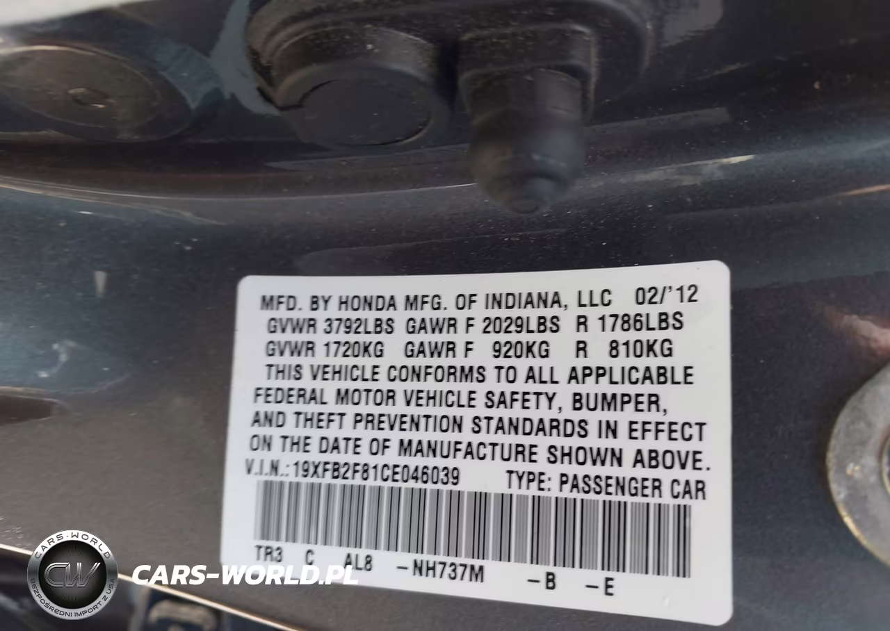 2012 Honda Civic Ex VIN:19XFB2F81CE046039 - 9