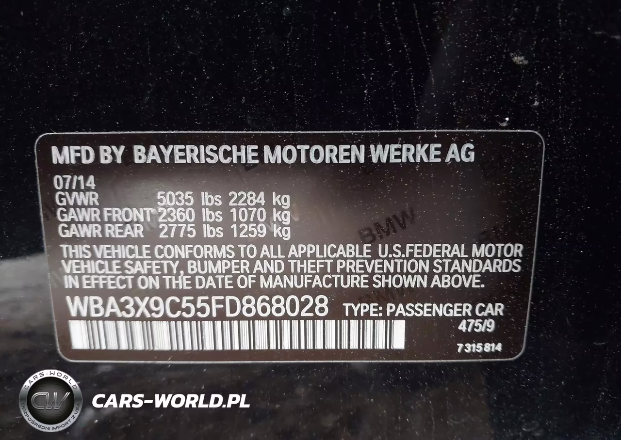 2015 BMW 335I Gran Turismo xDrive VIN:WBA3X9C55FD868028 - 9