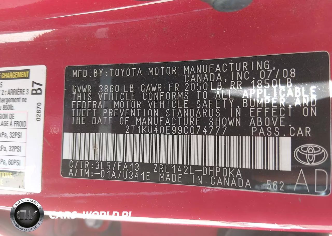 2009 Toyota Matrix VIN:2T1KU40E99C074777 - 9